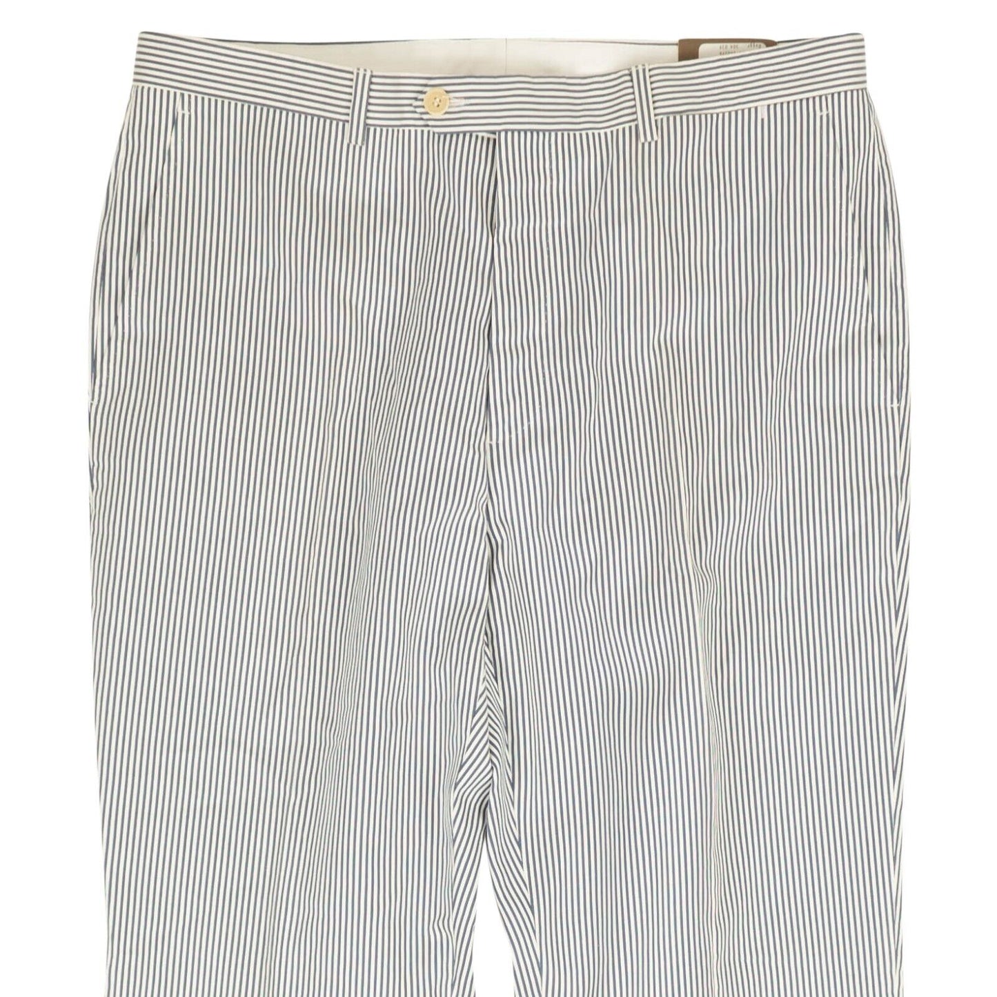 Davide Cenci Striped Flat Front Pants - White/Blue