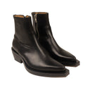 Ion Pointed Leather Ankle Boots - Black