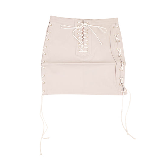 Unravel Project Ice Leather Side Lace Up Skirt - Gray