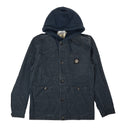 Washed Navy Blue Panama Placcato Hooded Jacket