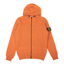Orange Knit Wool Blend Zip-Up Hoodie