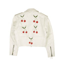 Patrick Church Hand Painted Cherry Leather Jacket - White