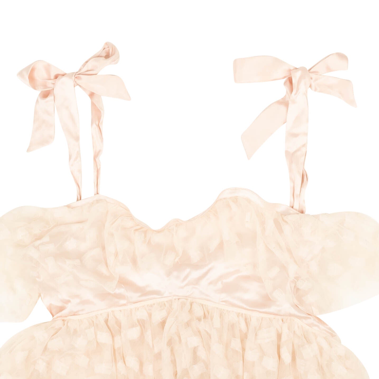 Rodarte Embroidered Tulle Bow Tiered Top - Light Pink