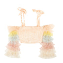 Rodarte Off Shoulder Multi Crop Top - Peach