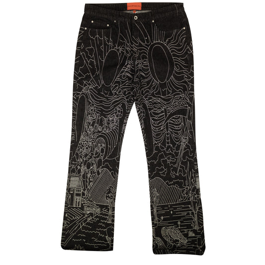 Who Decides War Duality Coal Embroidered Denim Jeans - Black