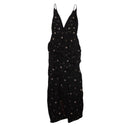 Amiri Asymm Deep V Bead Long Dress - Black