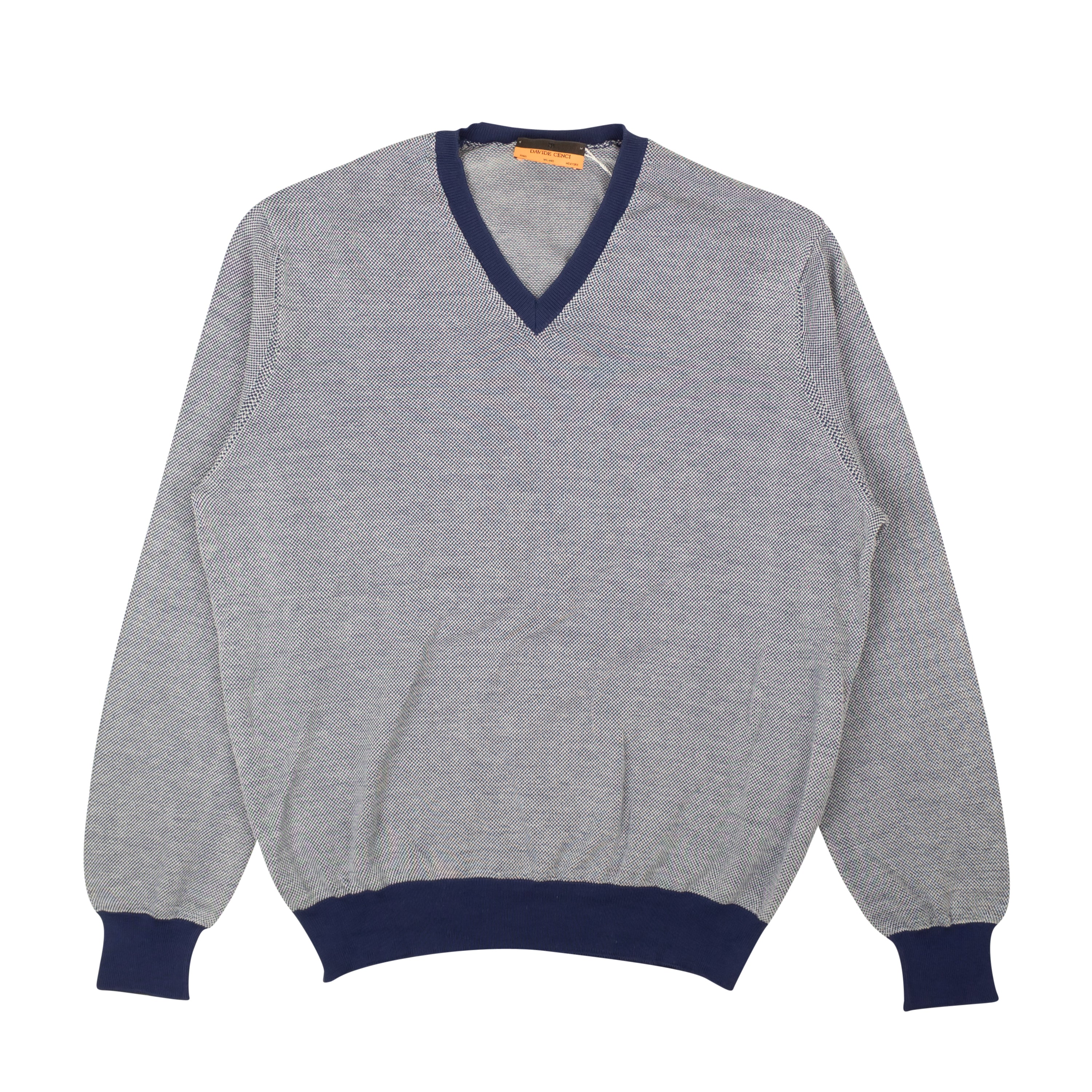 Davide Cenci Woven V-Neck Sweater - Blue/White
