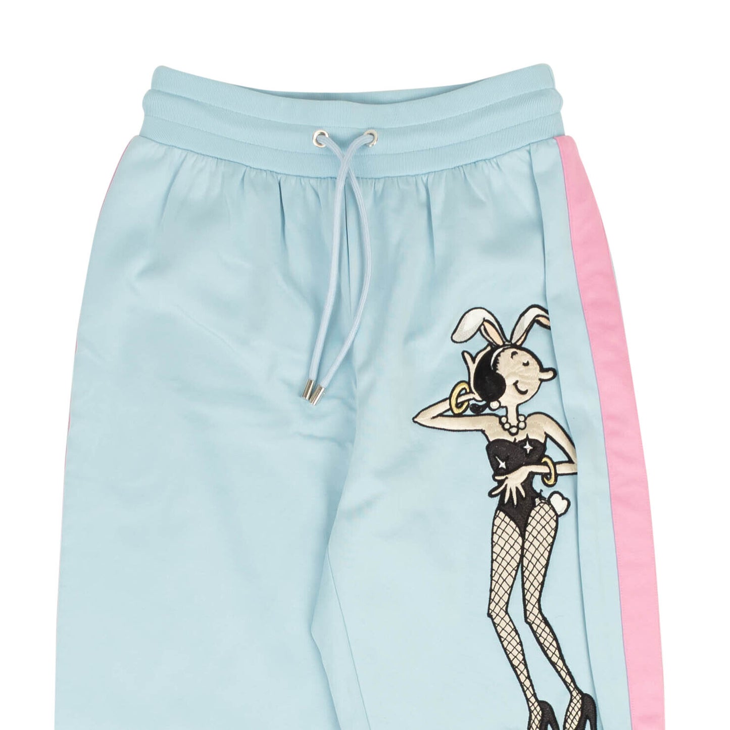 NWT MOSCHINO COUTURE Light Blue Side Stripe Bunny Patch Pants