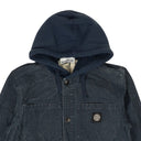 Washed Navy Blue Panama Placcato Hooded Jacket