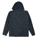 Washed Navy Blue Panama Placcato Hooded Jacket