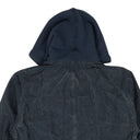 Washed Navy Blue Panama Placcato Hooded Jacket
