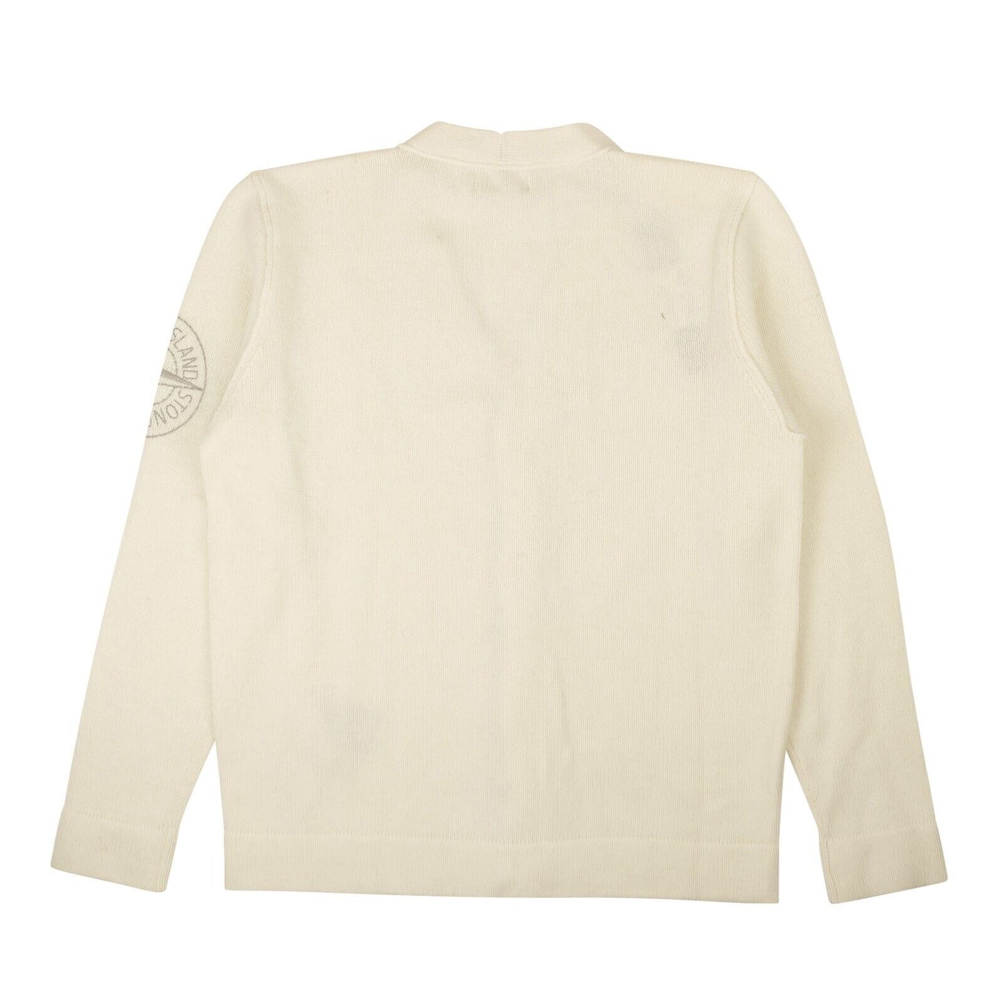 Stone Island Wool Blend Button V-Neck - Off-White