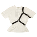 White Black Strap Short Sleeve T-Shirt