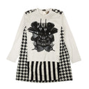 White Houndstooth Asymmetric T-Shirt