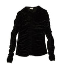 Black Crushed Velvet Ruched Top
