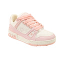 Boys' White And Pink Leather Logo Trainers Sneakers