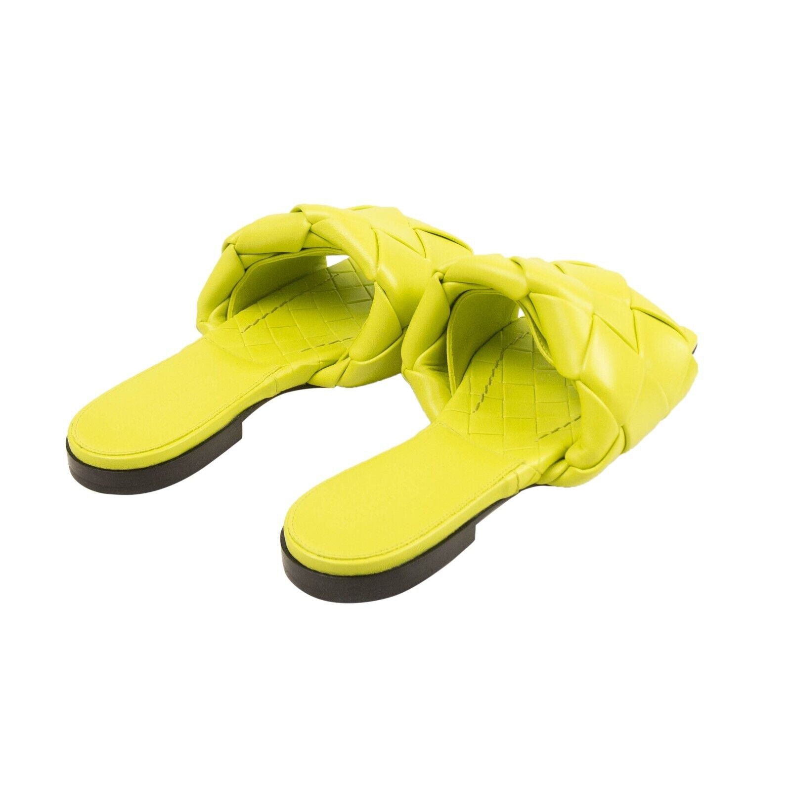 Bottega Veneta Woven Lido Flat Sandals - Kiwi Yellow