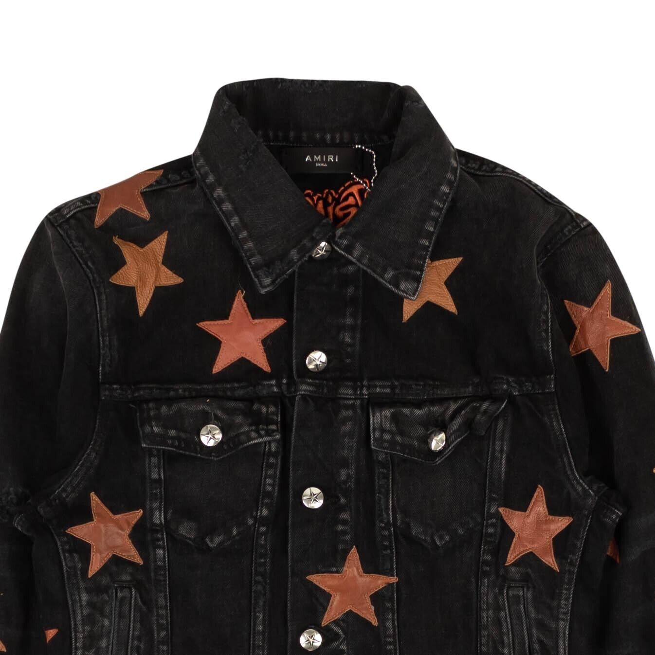 Black And Orange Chemist Denim Trucker Jacket