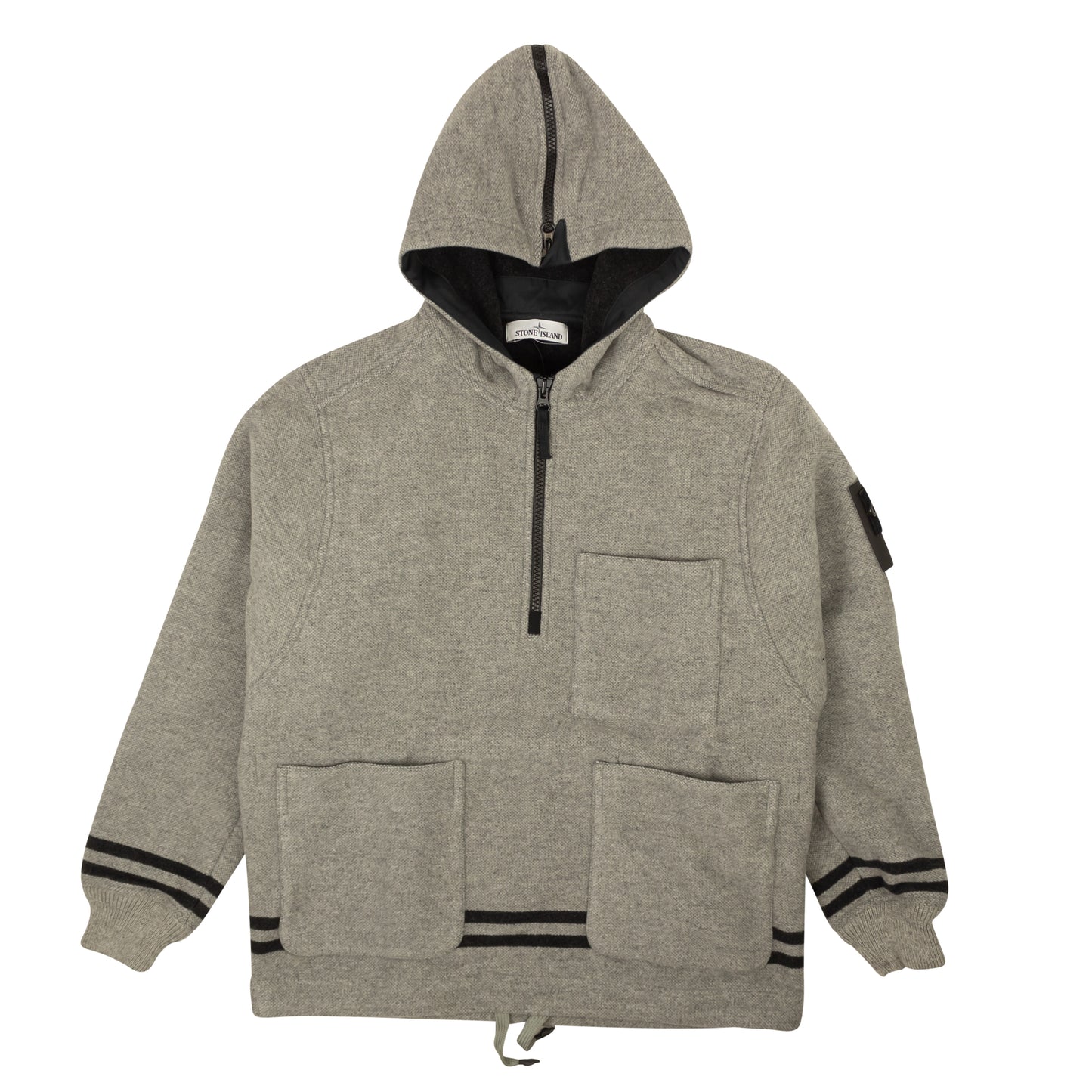 Stone Island Short Pullover Wool Coat - Gray