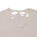 Unravel Project Cotton Ripped Details Classic T-Shirt Top - White