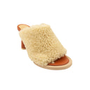 Beige Carre Rond Shearling Les Mules Heels