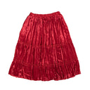 Comme Des Garcons Crush Velvet Tier Frill Trim Skirt - Red