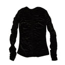 Black Crushed Velvet Ruched Top