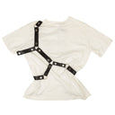 White Black Strap Short Sleeve T-Shirt