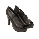Black Open Toe Zip Heels