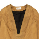 SAINT LAURENT BROWN KAFTAN SUEDE TOP