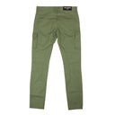 Green Khaki Slim Cut Ridged Cotton Cargo Jeans