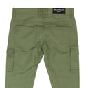Green Khaki Slim Cut Ridged Cotton Cargo Jeans