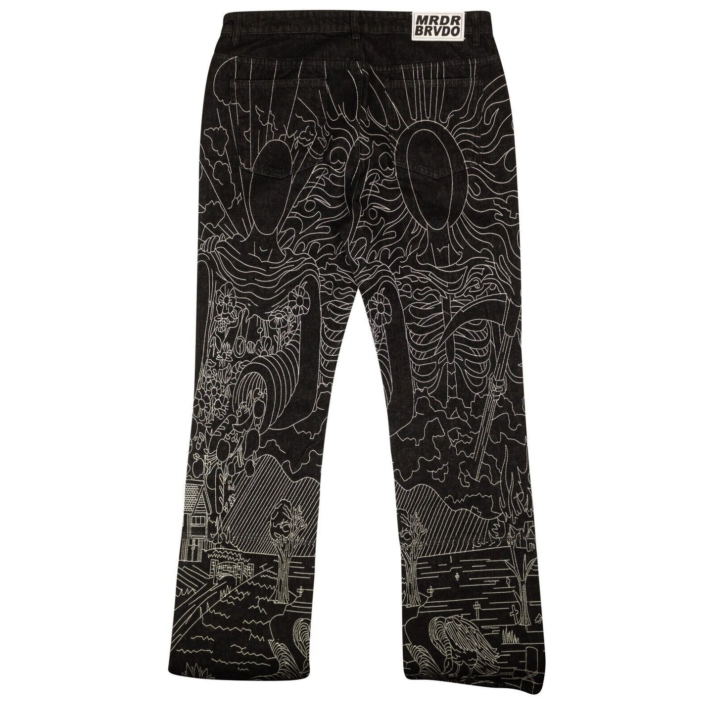 Who Decides War Duality Coal Embroidered Denim Jeans - Black