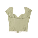 Sage Green Ruched Linen Bustier Top