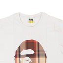 White And Brown Plaid Ape Front Logo Short Sleeve T-Shirt