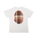 White And Brown Plaid Ape Front Logo Short Sleeve T-Shirt