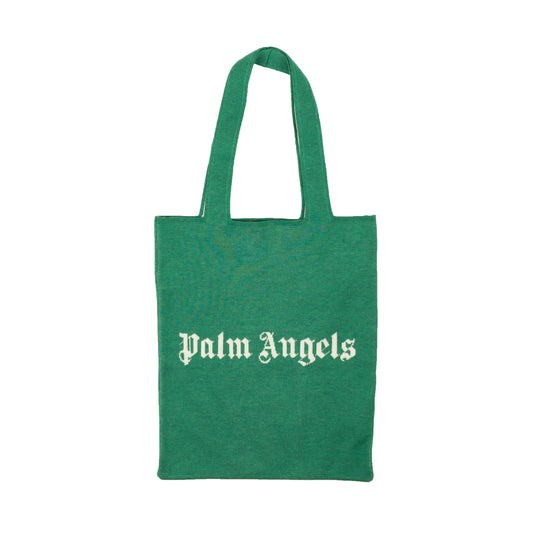 NWT PALM ANGELS Green PA Knit Wool Blend Shopper Tote Bag