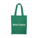 PALM ANGELS GREEN PA KNIT WOOL BLEND SHOPPER TOTE BAG