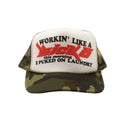 Green Camo White Working Like a Sicko Trucker Hat