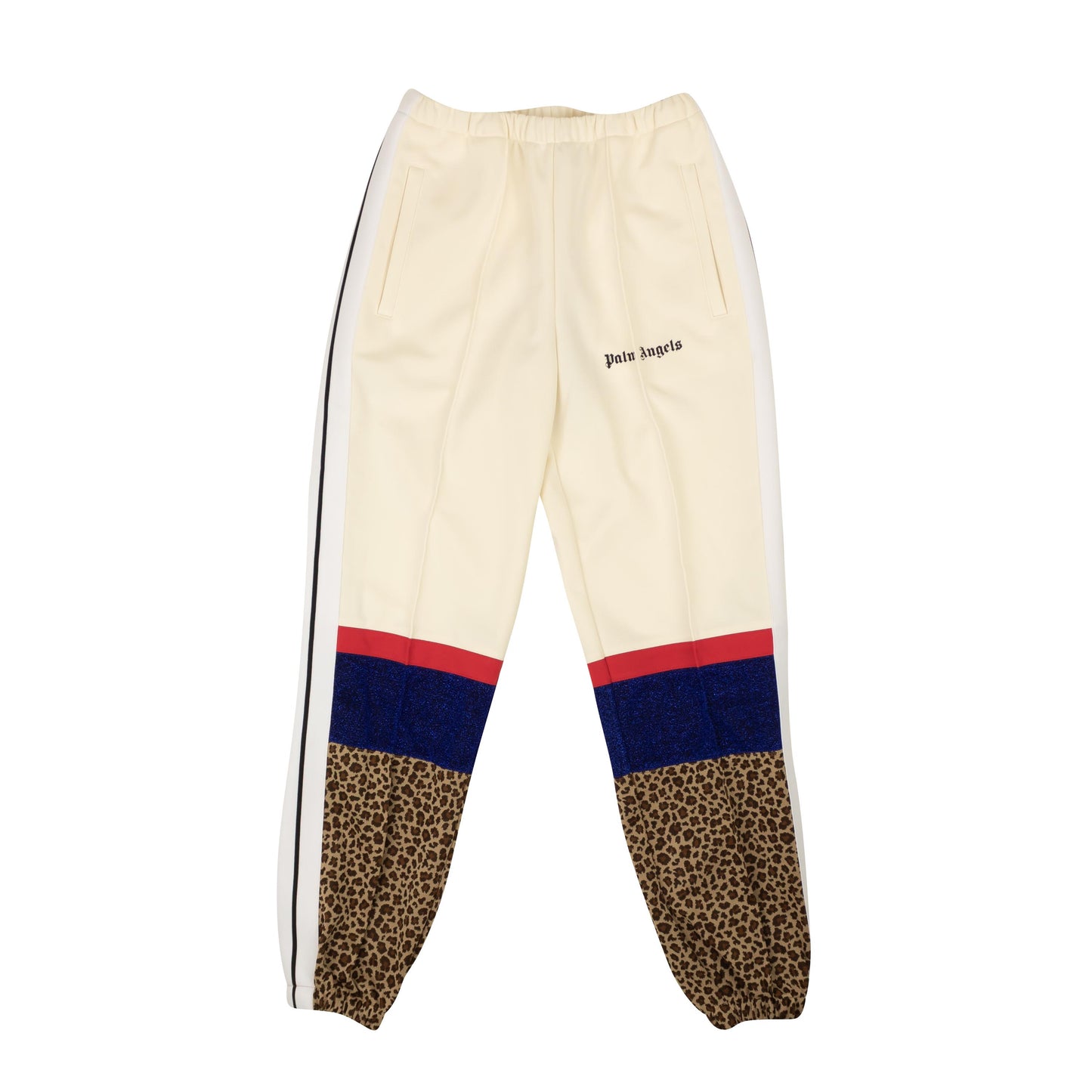 Palm Angels Leopard V Colorblock Jogger Track Pants - White