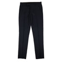 Navy Blue Textured Wool And Canvas Mohair Pants