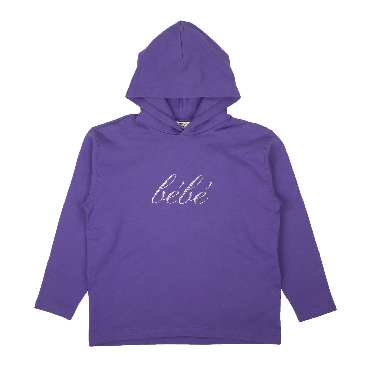 Balenciaga Rhinestone Bebe Cropped Logo Hoodie - Purple