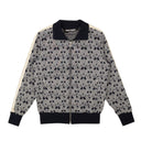 PALM ANGELS NAVY BLUE JAQUARD ZIP UP TRACK JACKET