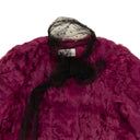 Fuchsia Tulle Trimmed Cropped Fur Jacket