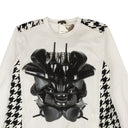 White Houndstooth Asymmetric T-Shirt