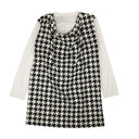 White Houndstooth Asymmetric T-Shirt