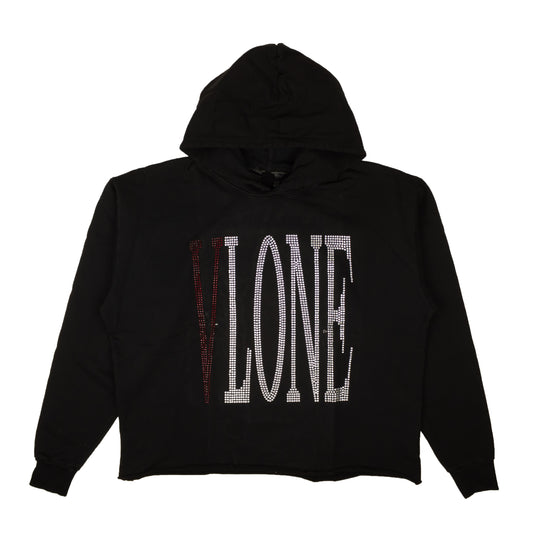 Black Rhinestone Logo Pullover Hoodie