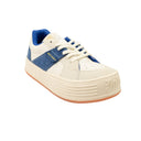 White And Blue Snow Low Top Sneakers