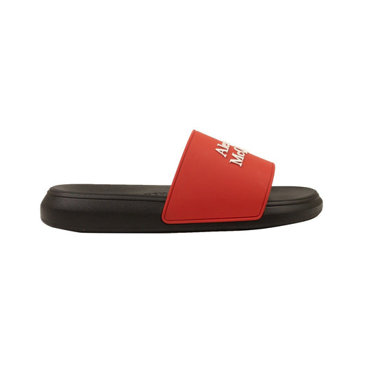 Alexander Mcqueen Logo Pool Slides - Black/Red