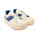 White And Blue Snow Low Top Sneakers